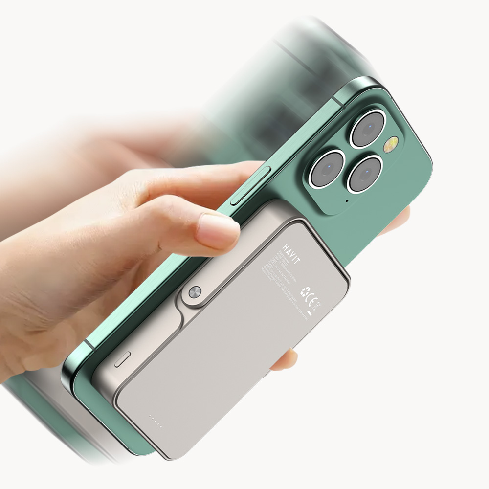 아트란 HAVIT 맥세이프 고속 무선 보조배터리 미드센추리모던디자인 10000mAh PB5222 20W C타입 거치형 스탠드 - 상세 이미지 4