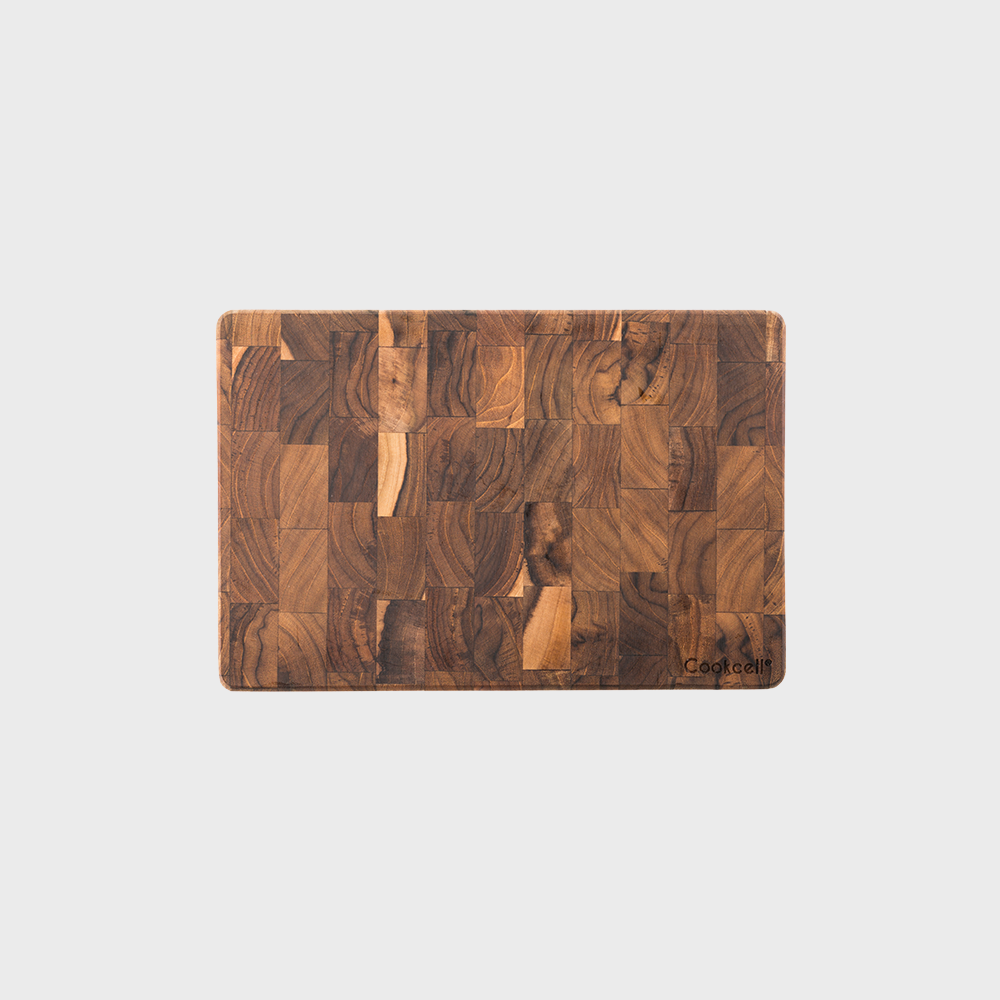 쿡셀 일반형 직사각 티크도마 - 엔드그레인 친환경 나무 플레이팅 위생 미네랄오일