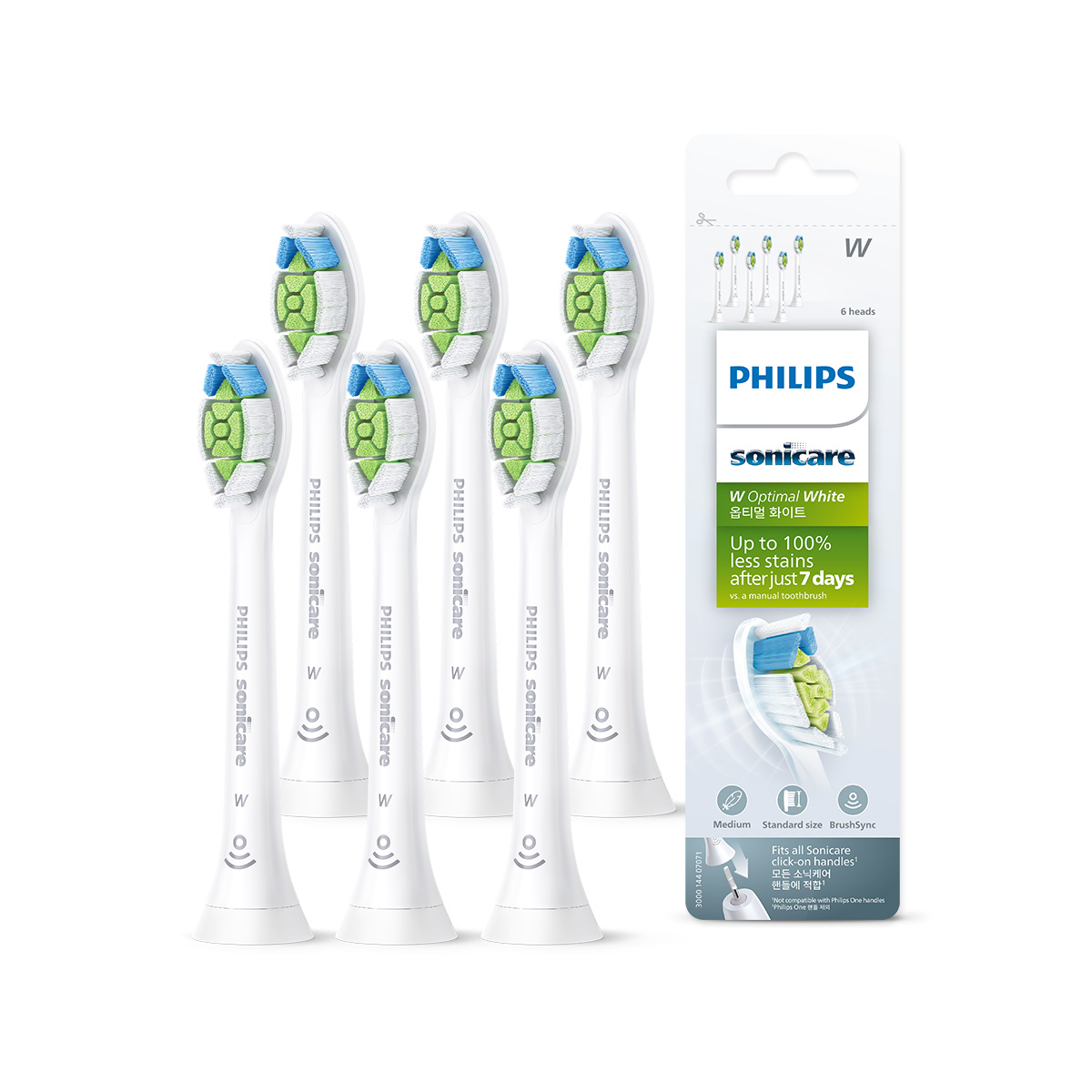 필립스 소닉케어 화이트닝 칫솔모 6개입 화이트 HX6066/67