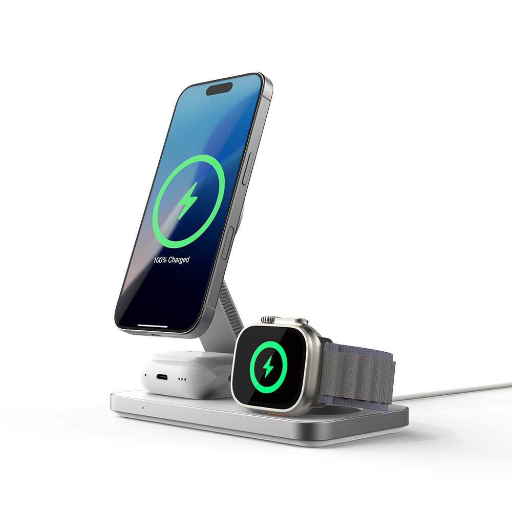 파우트 Qi2 3in1 맥세이프 고속 무선 충전기 HANDS7 PRO 화이트