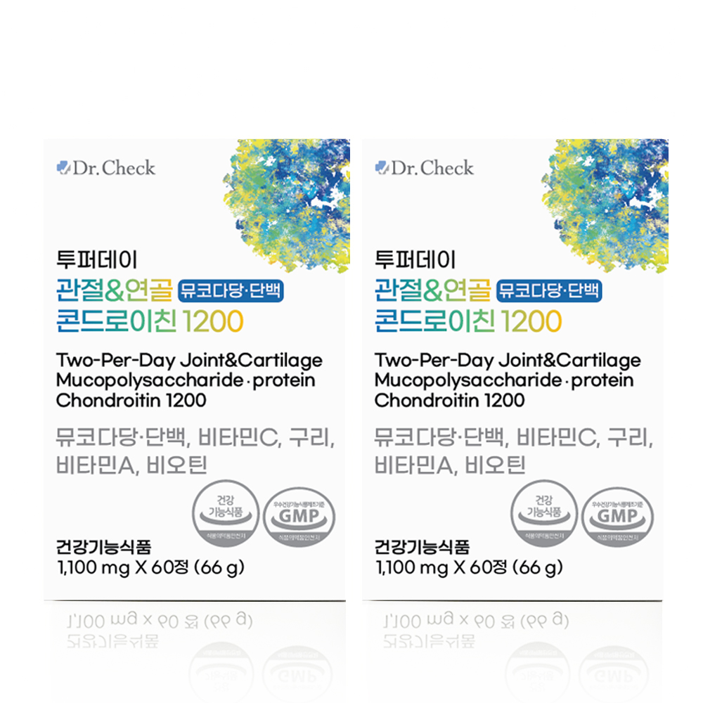 닥터체크 투퍼데이 관절&연골 뮤코다당 단백 콘드로이친 1200 2개월 분 2박스 - 상품 이미지