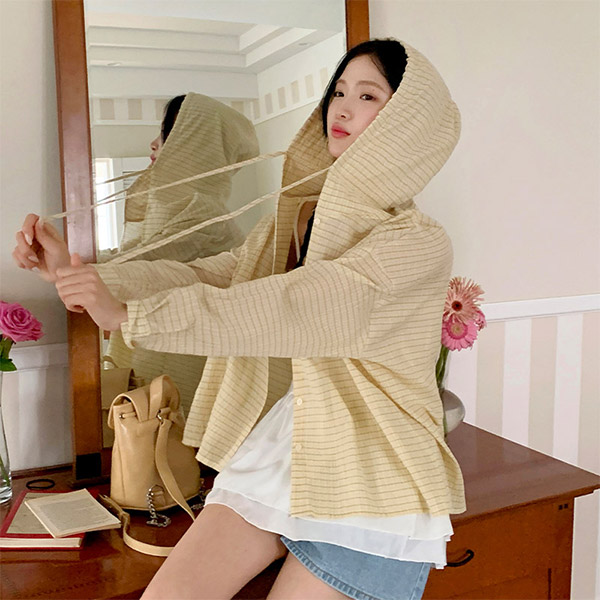 모아니 후드 체크 셔츠 남방 bs8138