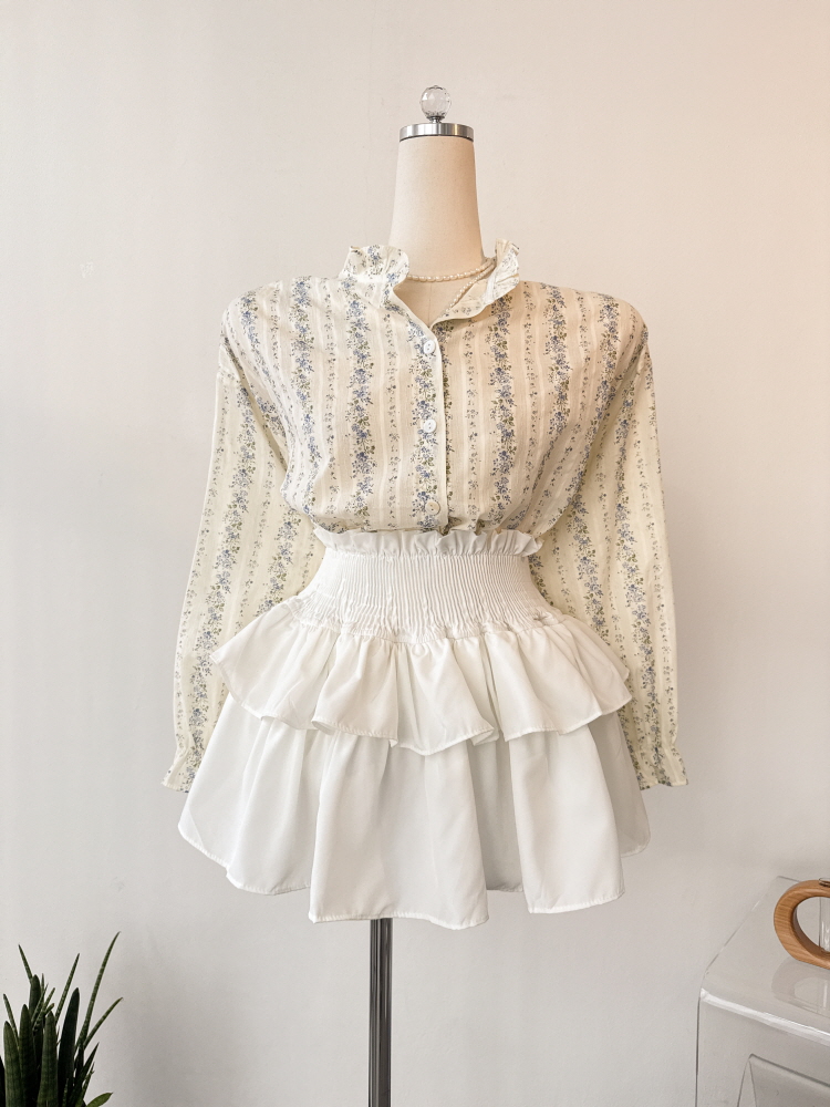 2단 캉캉 스모크 밴딩 바지안감 미니 스커트