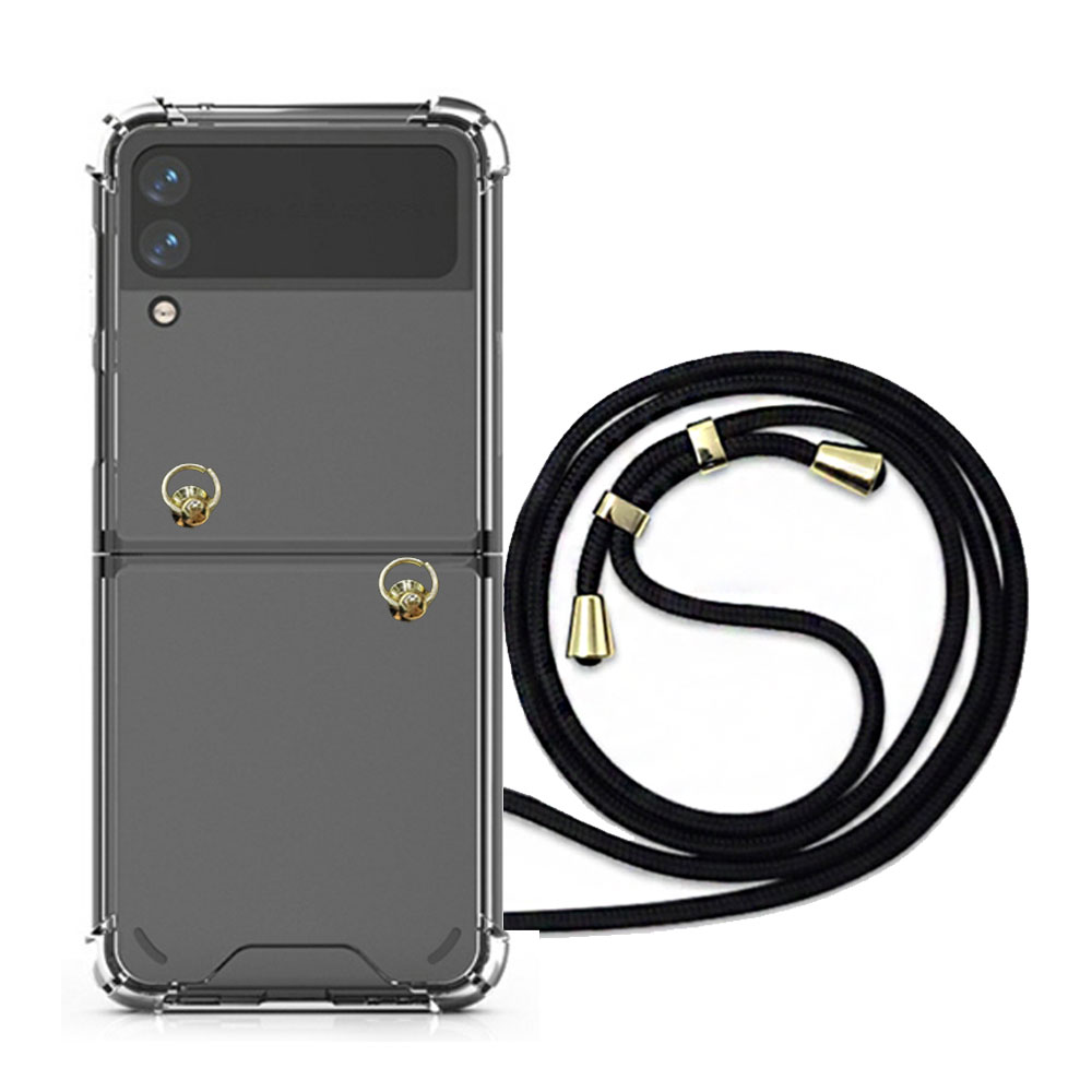 스트랩 목걸이 케이스 투명, 갤럭시Z 플립3