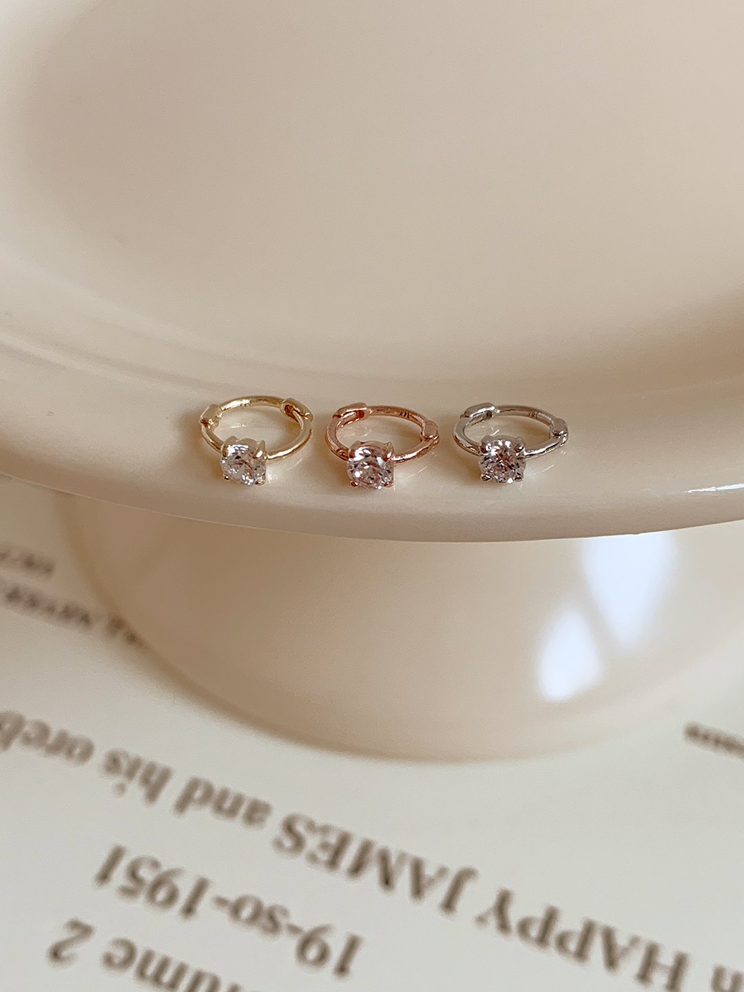 14k 베이직 큐빅 미니 원터치 링 귀걸이 6mm 귓바퀴 링 피어싱 - 상세 이미지 5
