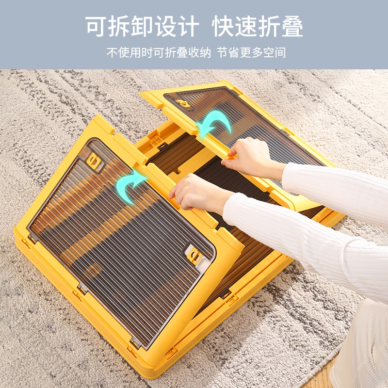 이불 보관함 펜트리 바구니 룸박스 정리함 투명 접이식 라이트화이트 슈퍼L 73x49x40cm 2.2초 초고속 접이식(5면 개방) - 상세 이미지 3