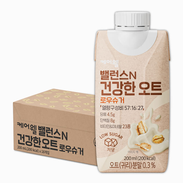 케어웰 밸런스N 건강한 오트 로우슈거 식사대용 균형 영양식 환자 유동식 200ml, 18개