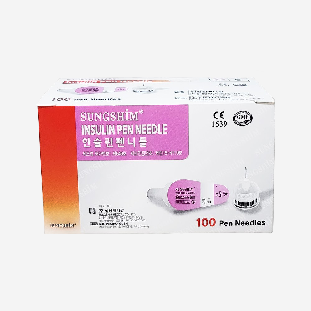 성심인슐린펜니들 6mm 31G 100PCS 인슐린 주사바늘 - 메인 이미지