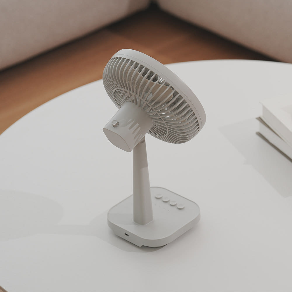 프리즘 D1 무선 캠핑 회전 탁상용 5엽날개 소형 충전식 BLDC 저소음 레트로 선풍기 - 상세 이미지 4