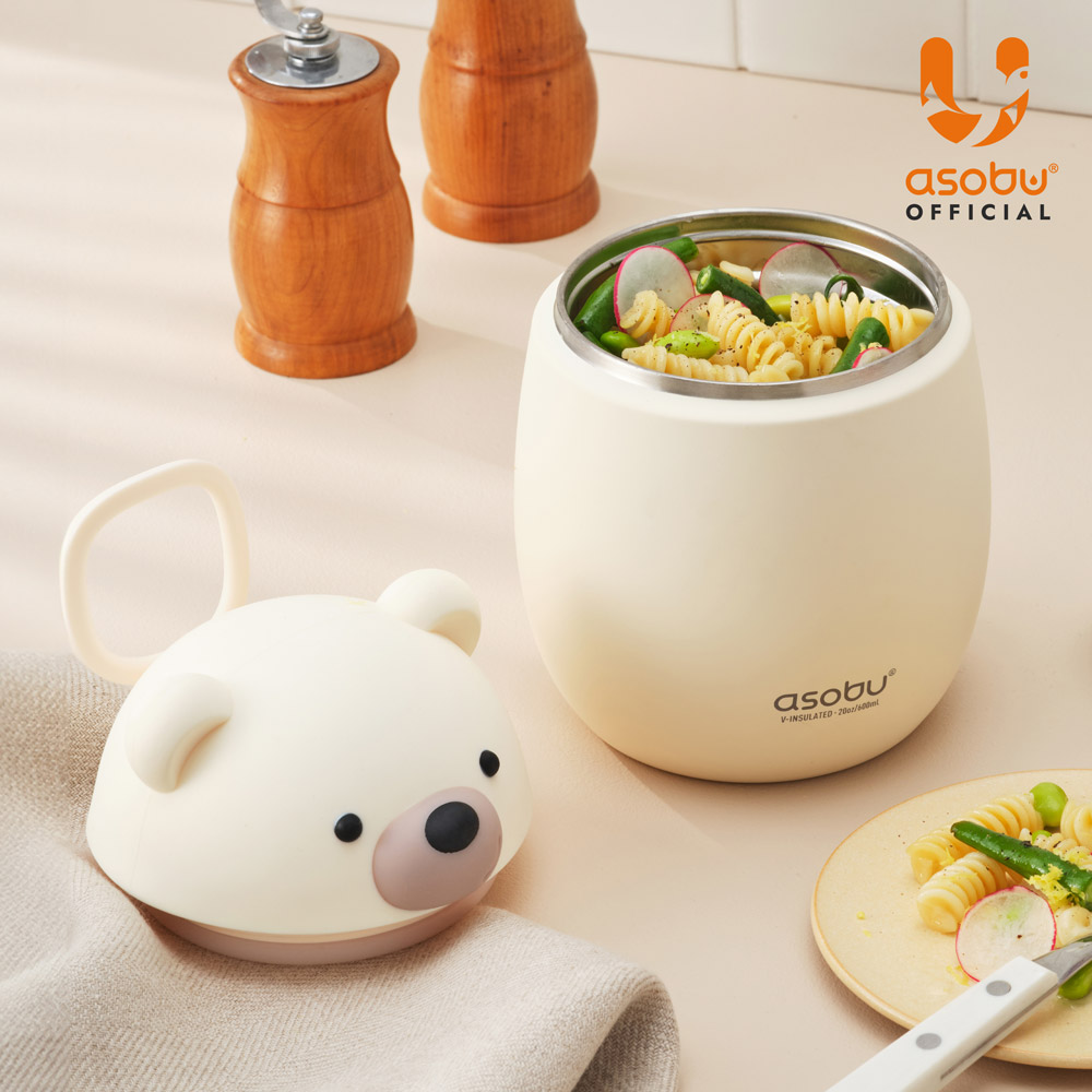 아소부 스테인레스 보온 보냉 푸드 자 베스티 푸드 컨테이너 600ml, 베어