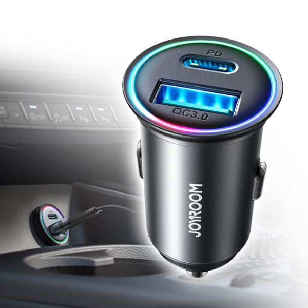 에어그립 조이룸 풀메탈 미니 차량용 초고속 2포트 시거잭 충전기 60W USB C타입 - 상품 이미지