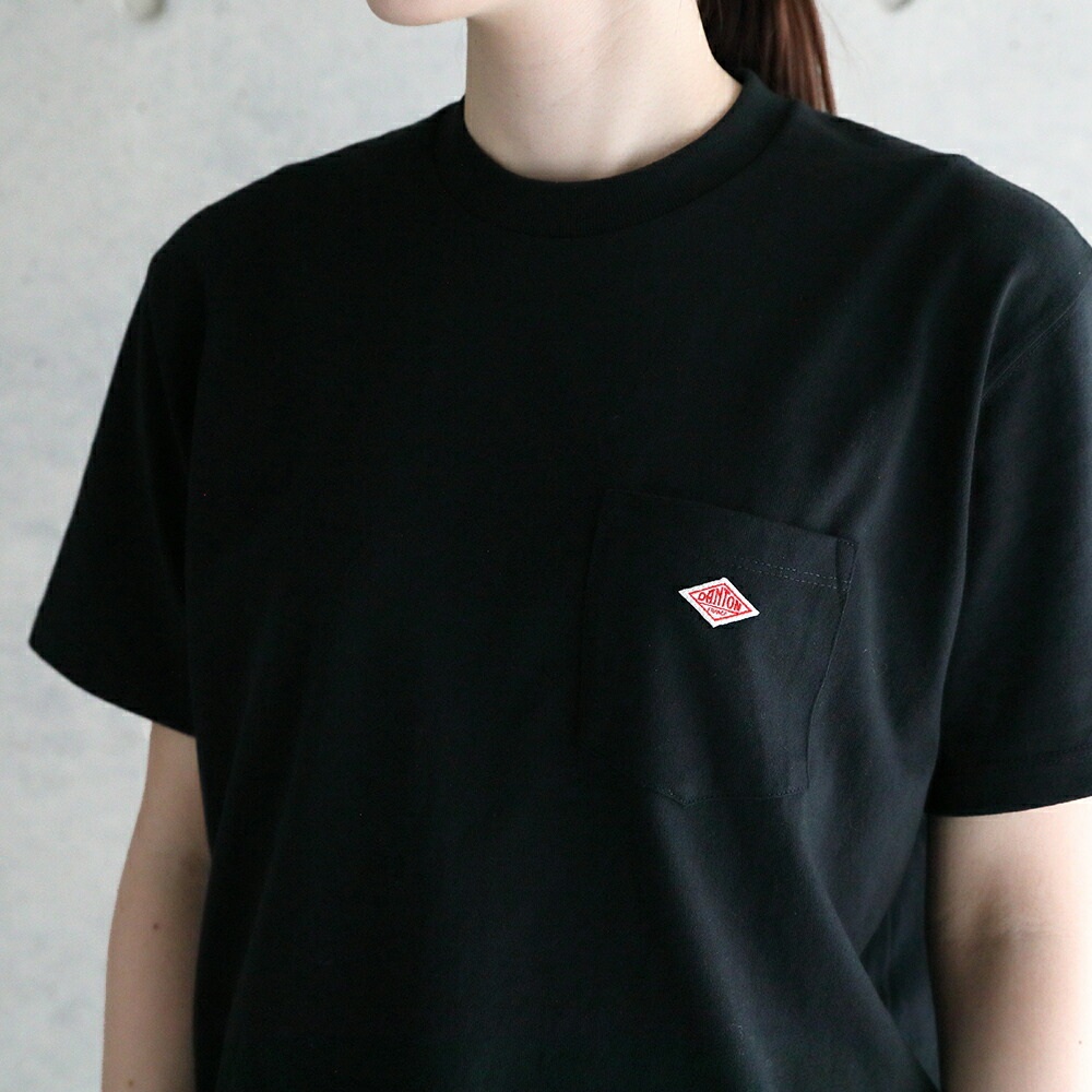 단톤 로고 무지 코튼 반팔티셔츠 여성 25SS DT-C0197TCB S 블랙 - 상세 이미지 5