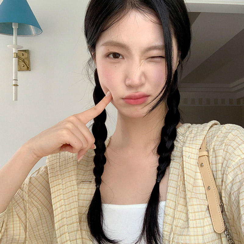 모아니 후드 체크 셔츠 남방 bs8138 - 상세 이미지 3