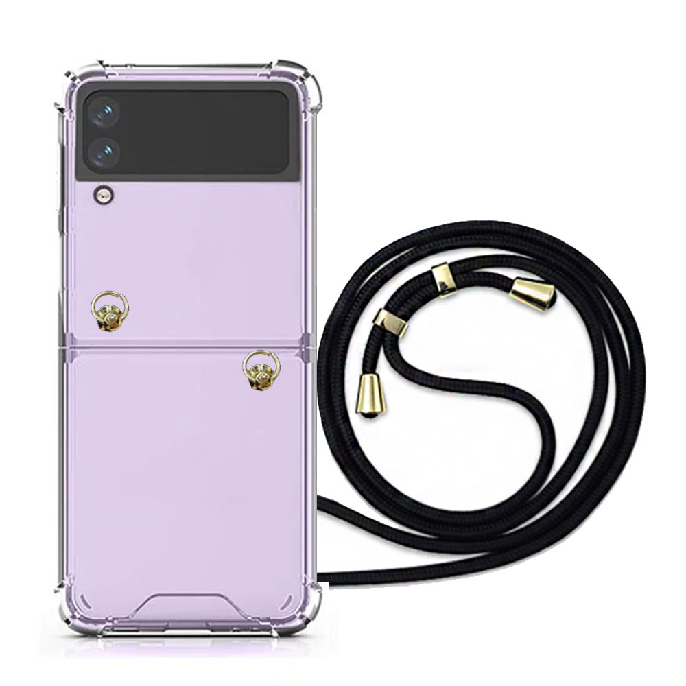 스트랩 목걸이 케이스 투명, 갤럭시Z 플립4