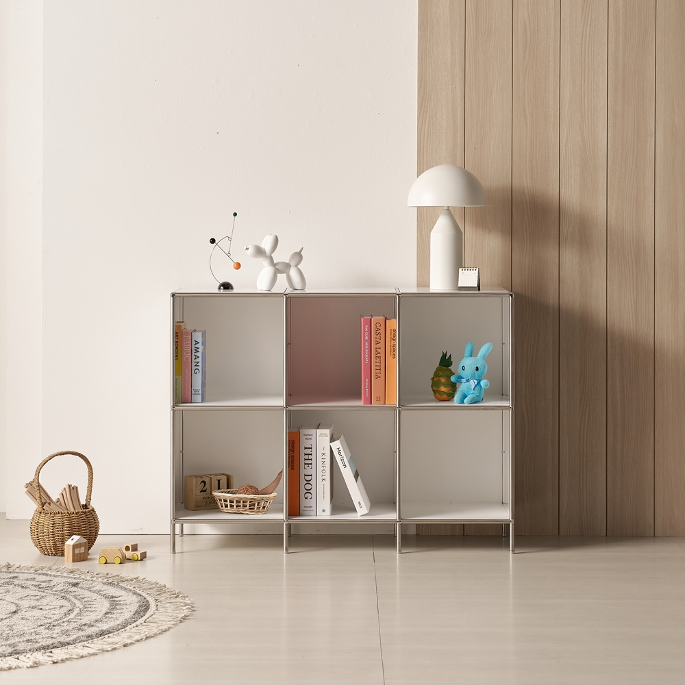 엘르노 미드센추리 낮은 모듈 가벽 파티션 거실책장인테리어 철제