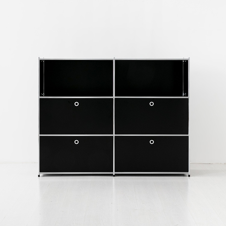 심플리 2x3 수납장 4문 BC133 1520mmx400mmx1210mm, 3단, 매트블랙 7652.9776 - 메인 이미지