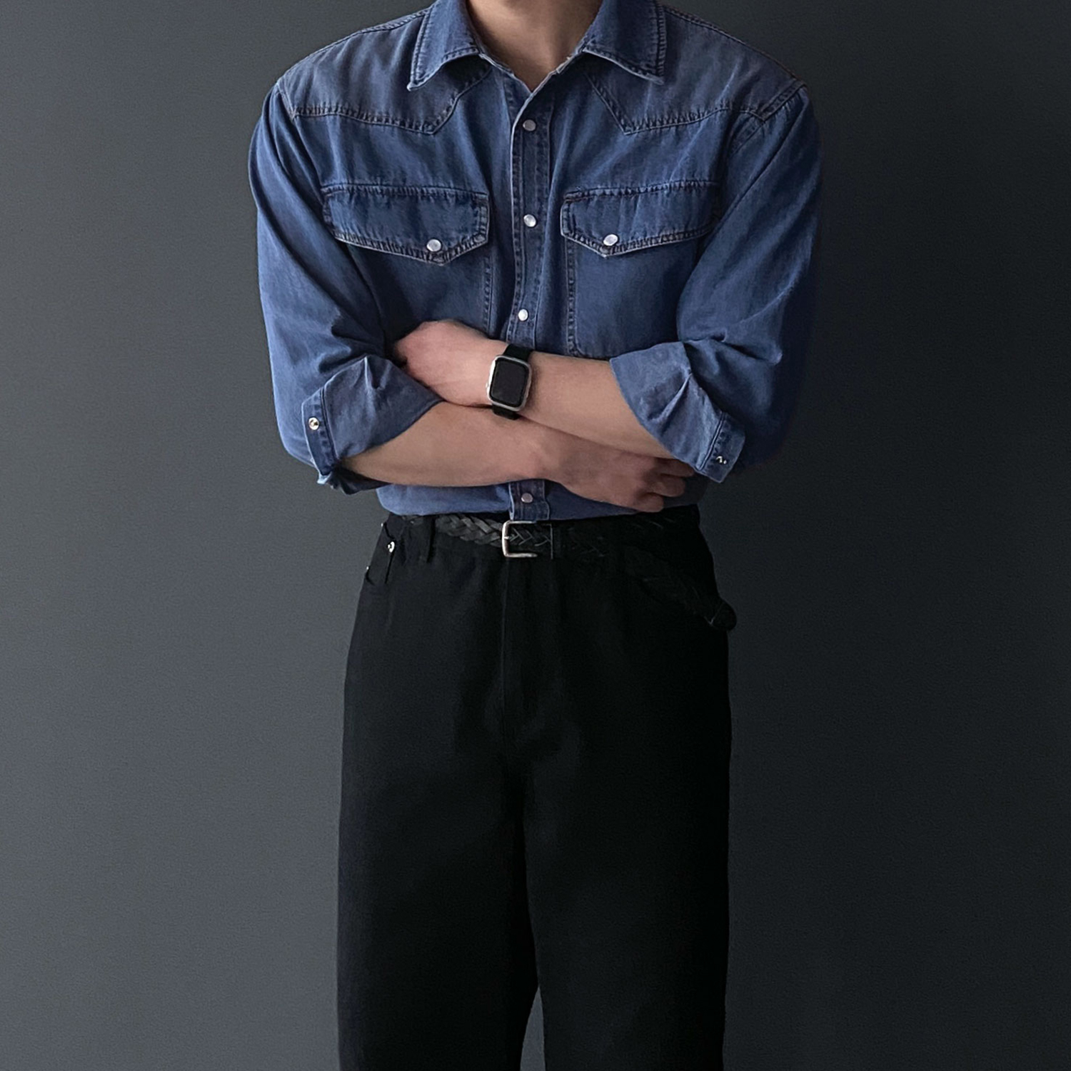 웨스턴셔츠 남자청남방 남성데님셔츠 연청셔츠 - 상세 이미지 2