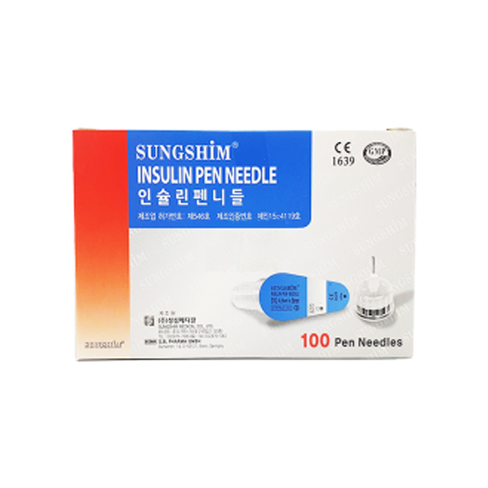 성심인슐린펜니들 8mm 31G 100PCS 인슐린 주사바늘 - 메인 이미지