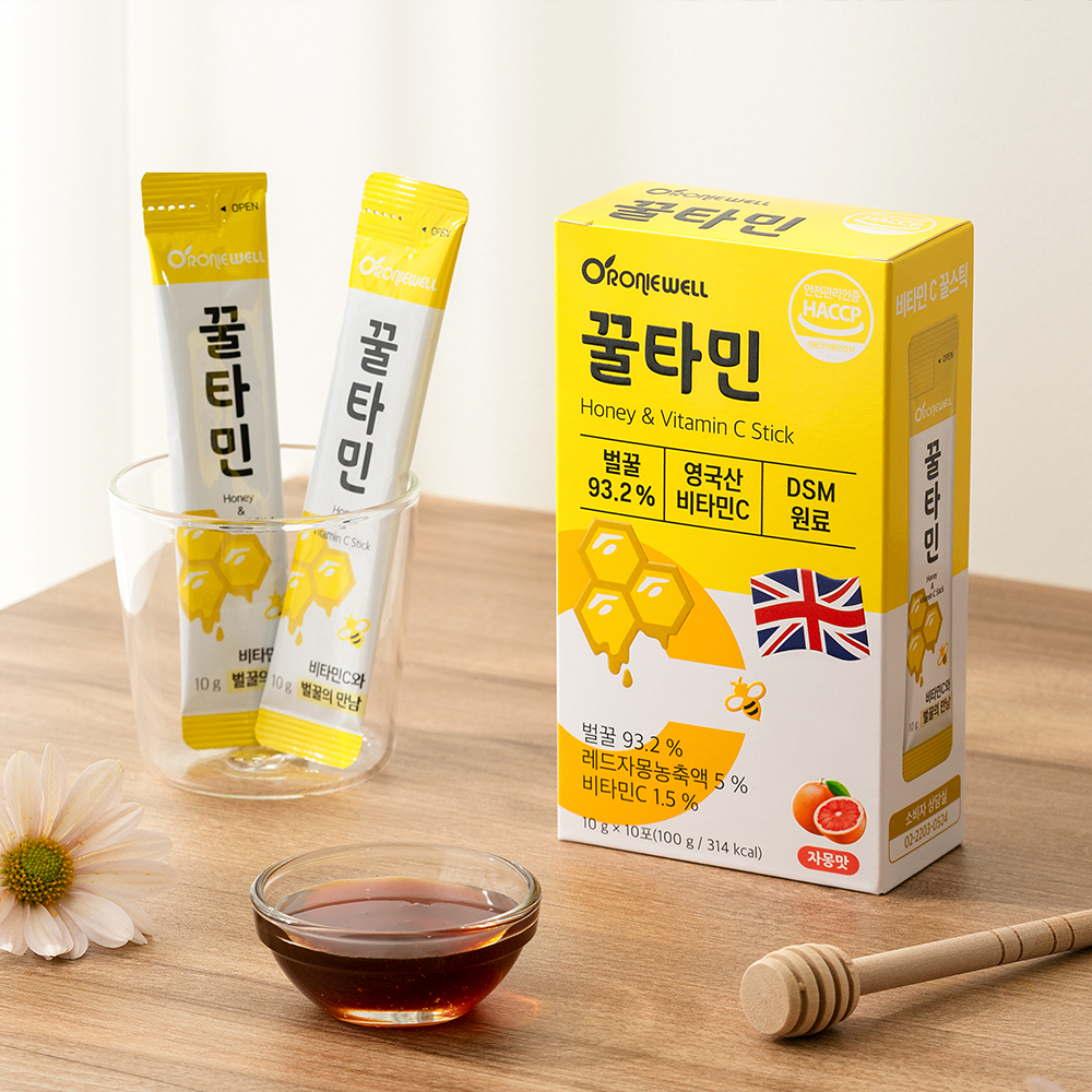 로니웰 꿀타민 10포 천연벌꿀 + 영국산 비타민C 꿀스틱 허니스틱 자몽맛 - 상세 이미지 2