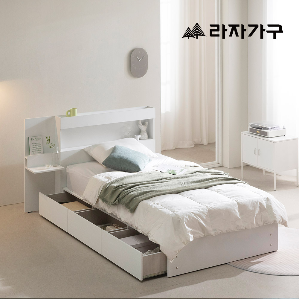 라자가구 베티 C형 E0 수납 헤드 LED USB 서랍형 침대 프레임 슈퍼싱글 SS(매트별도)