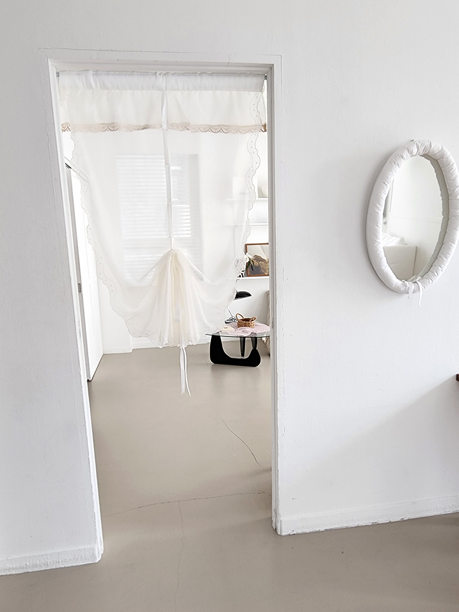 블랑쉬 바람의 속삭임 크레이프 얀 러블리 빈티지 커튼 80x250