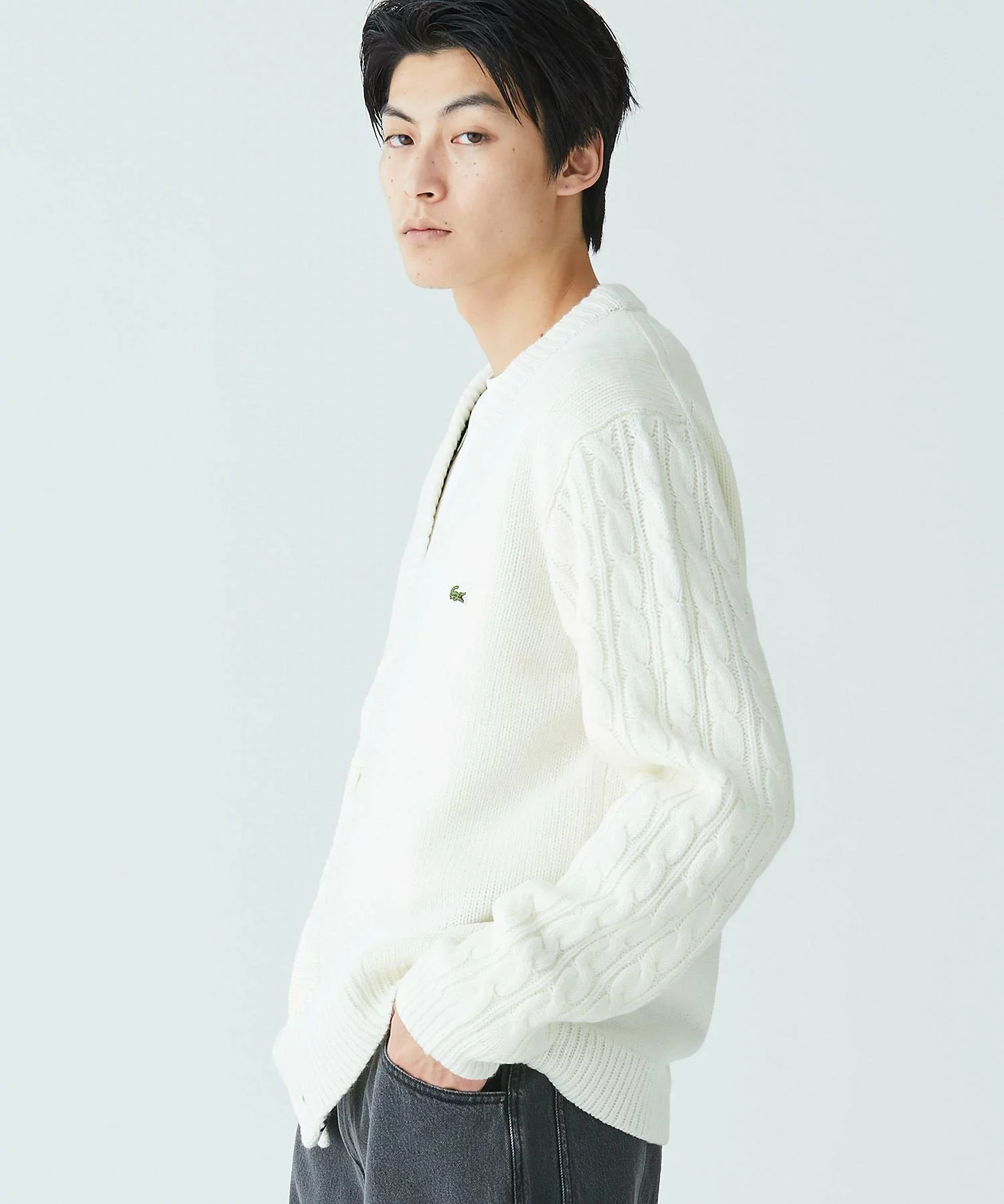 라코스테 LACOSTE 언발란스 V넥 가디건 5컬러 - 상세 이미지 2