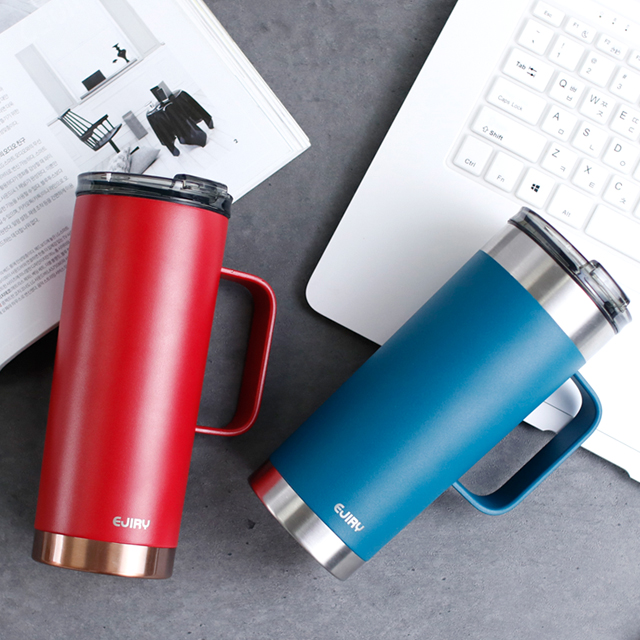 스텐머그컵 에지리 블랑 이중진공 뚜껑머그 600ml, 루비레드 - 상세 이미지 4