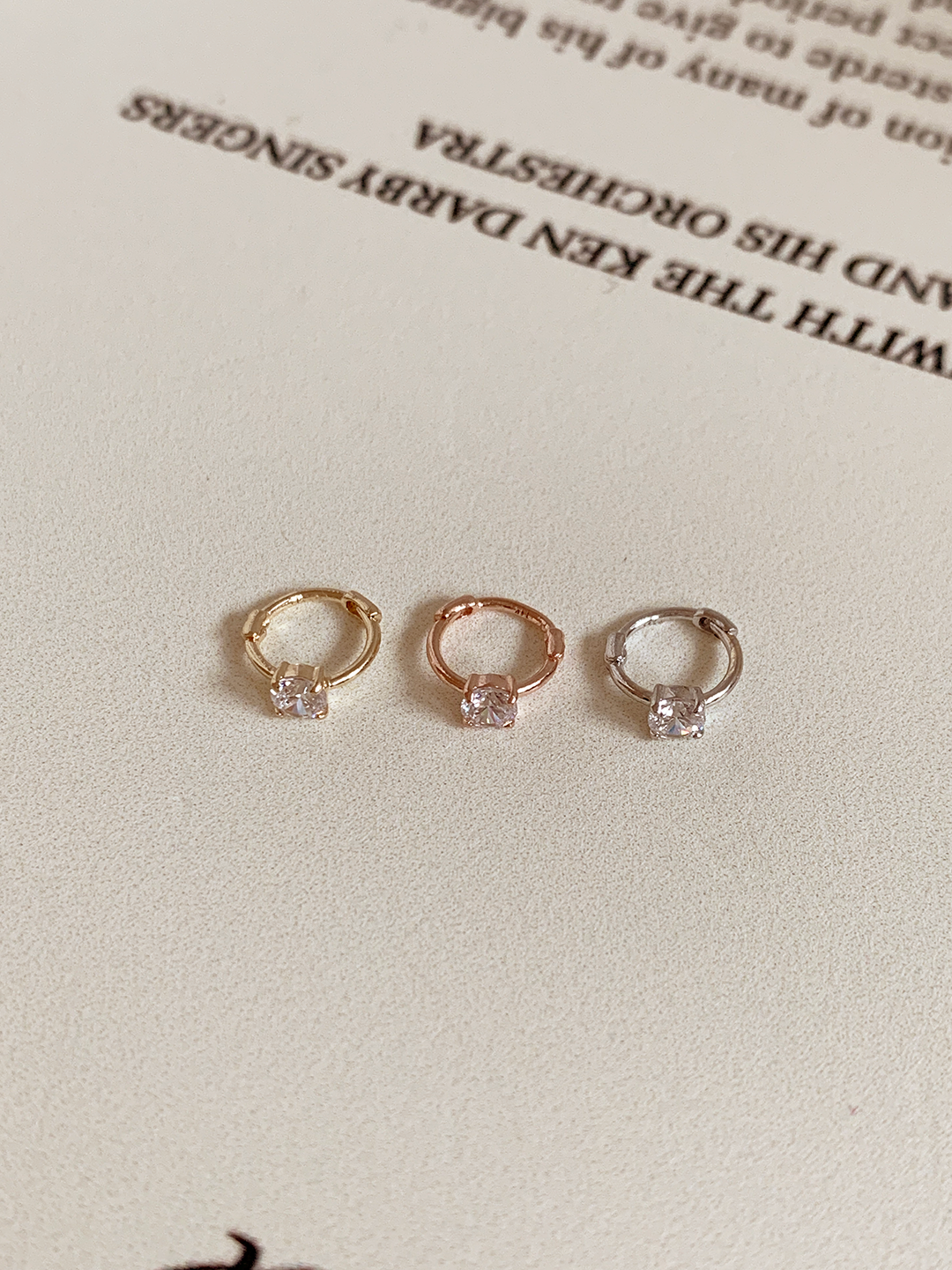 14k 베이직 큐빅 미니 원터치 링 귀걸이 6mm 귓바퀴 링 피어싱 - 상세 이미지 2