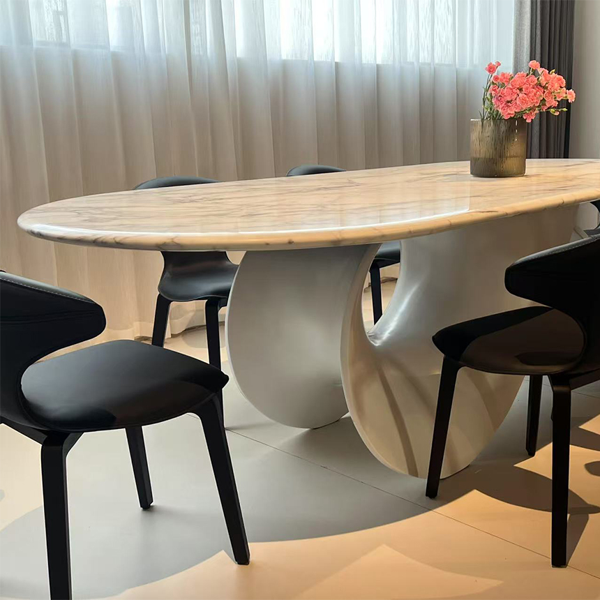 씨쉘 천연대리석 거실 타원형 다이닝 테이블 Seashell Table - 상세 이미지 3