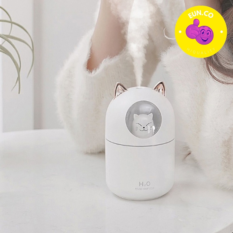 미니 고양이 가습기 300ml 사무실용 무드등 초음파식 미세분사 탁상 1인용 공부방