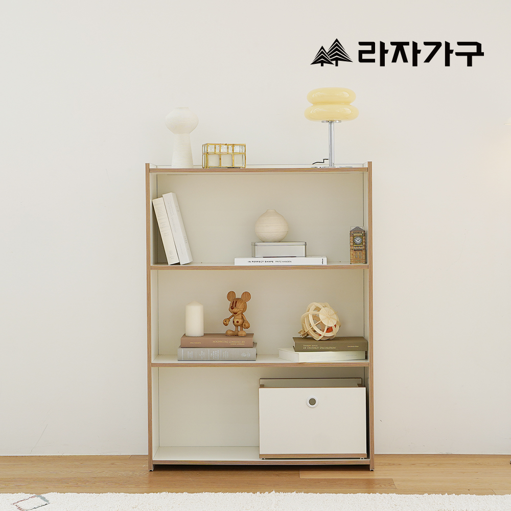 라자가구 시스 모듈 거실 낮은 책장 교구 수납장 800(확장형), 3단, 크림화이트 - 상품 이미지