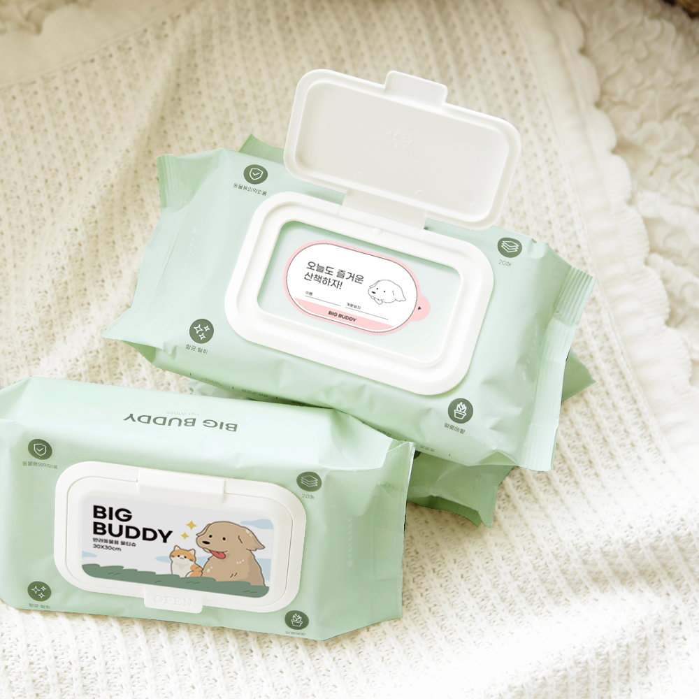 펫케어 강아지 물티슈 고양이 펫 애견 티슈 빅버디 20매 5팩 세트