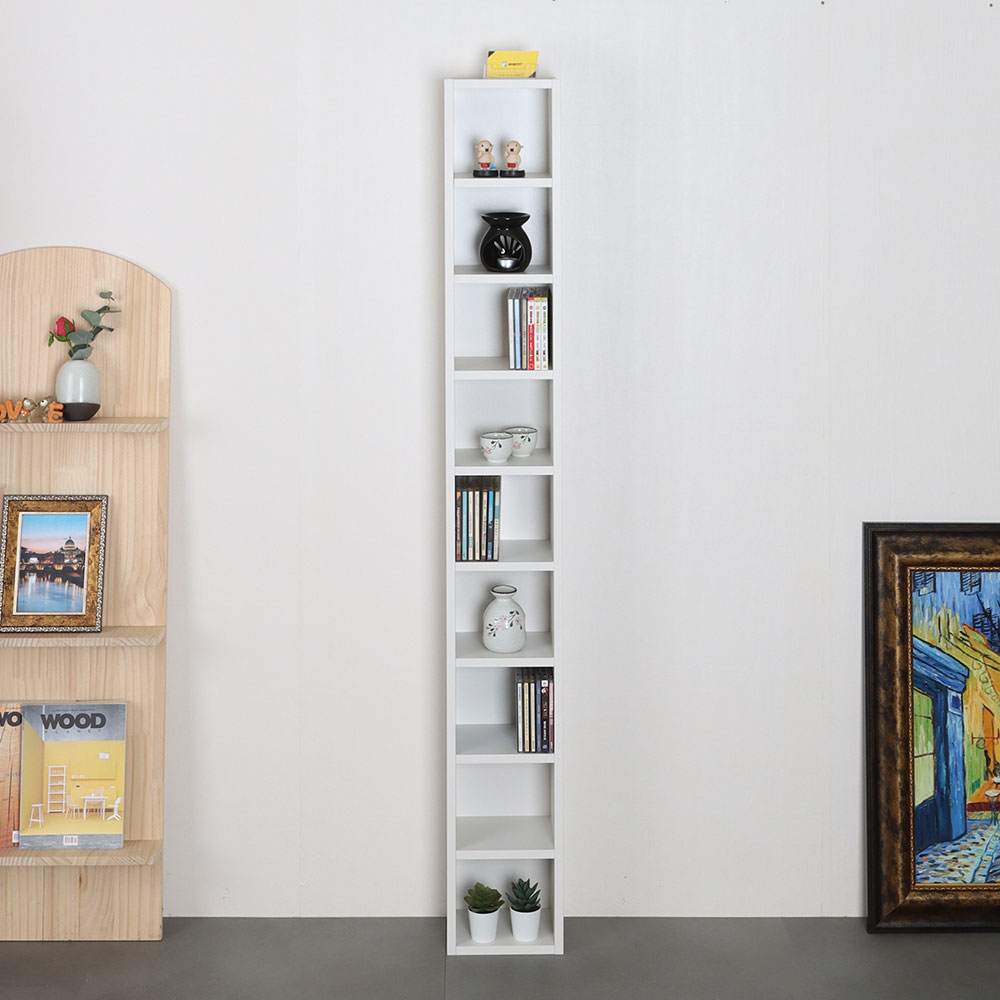 모던 틈새 CD장 200x150x1500mm, 9단, 크림화이트