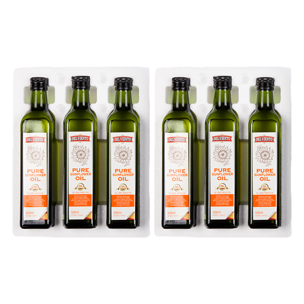 델비엔토 프리미엄 100% 해바라기씨유  스페인산 500ml, 6개 - 상품 이미지