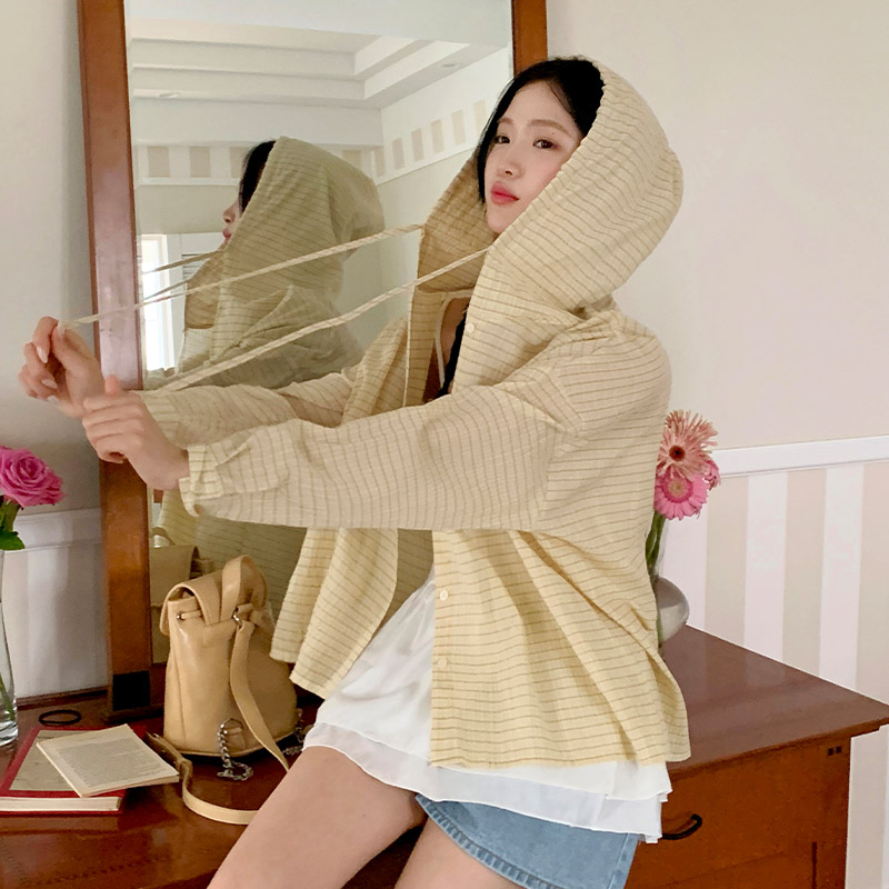 모아니 후드 체크 셔츠 남방 bs8138 - 상세 이미지 2