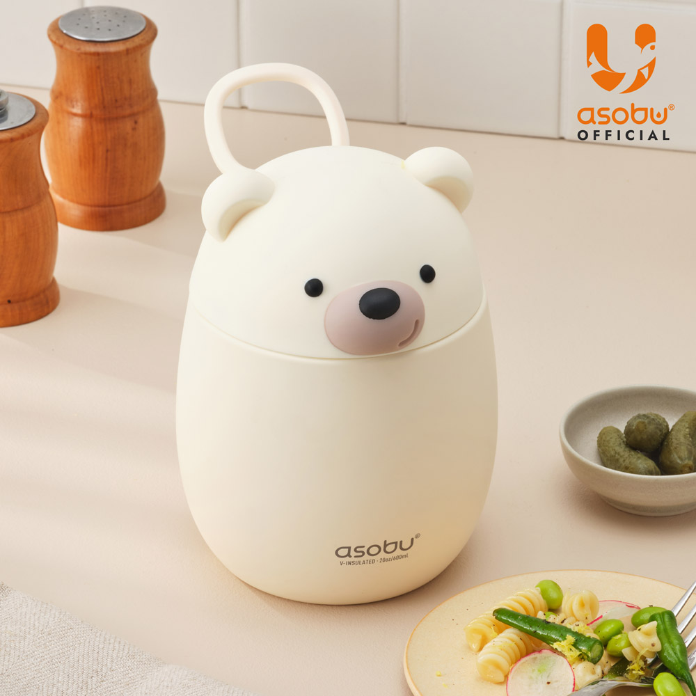 아소부 스테인레스 보온 보냉 베스티 푸드자 보온도시락 베스티 학생 수능 600ml, 베어 - 상세 이미지 2