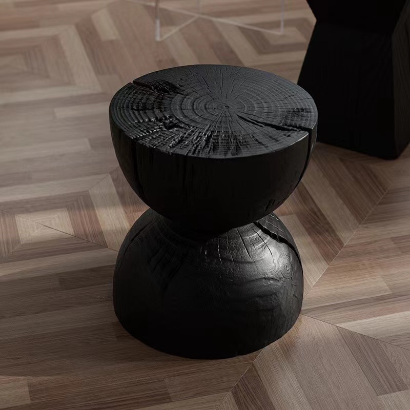 미니 전시스툴 낮은 의자 블랙 협탁 오브제 보조 체어 카본블랙 실린더 32x32x45 - 상세 이미지 4