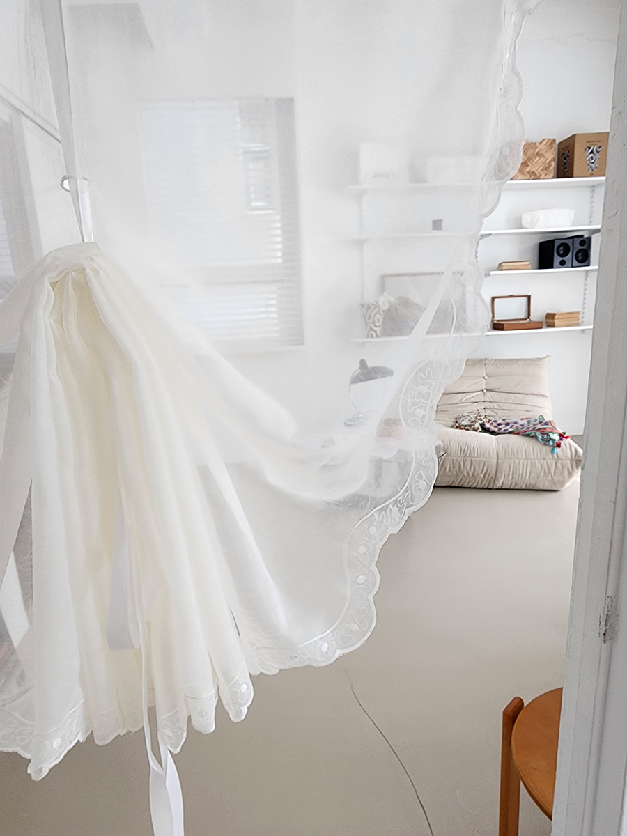 블랑쉬 바람의 속삭임 크레이프 얀 러블리 빈티지 커튼 80x250