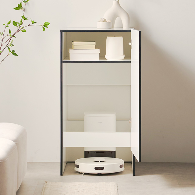 홈트리가구 로봇청소기장 수납장 로보락장 로청장 500x580x978mm, 1단, 카키 이미지 6