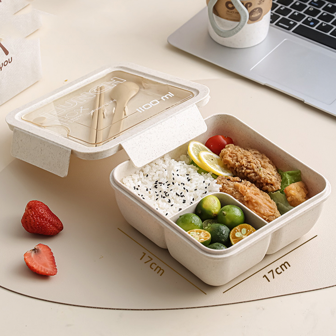 밀프랩 직장인도시락통 샐러드 과일 소풍 런치박스 전자레인지 도시락통 1100ml - 상세 이미지 2