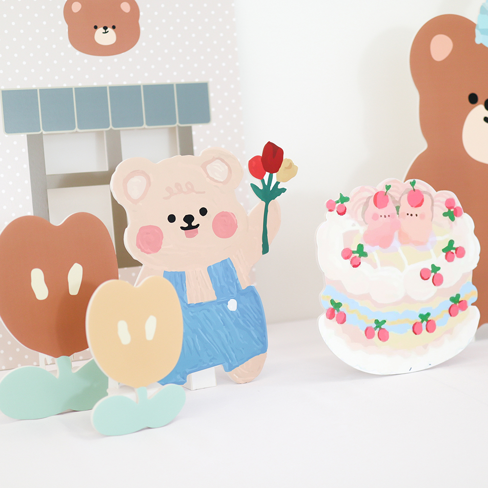 [미소쌤] 곰돌이 생일파티 포토존 환경구성 기념일 100일 돌 파티 장식 데코 소품 행사 - 상세 이미지 2