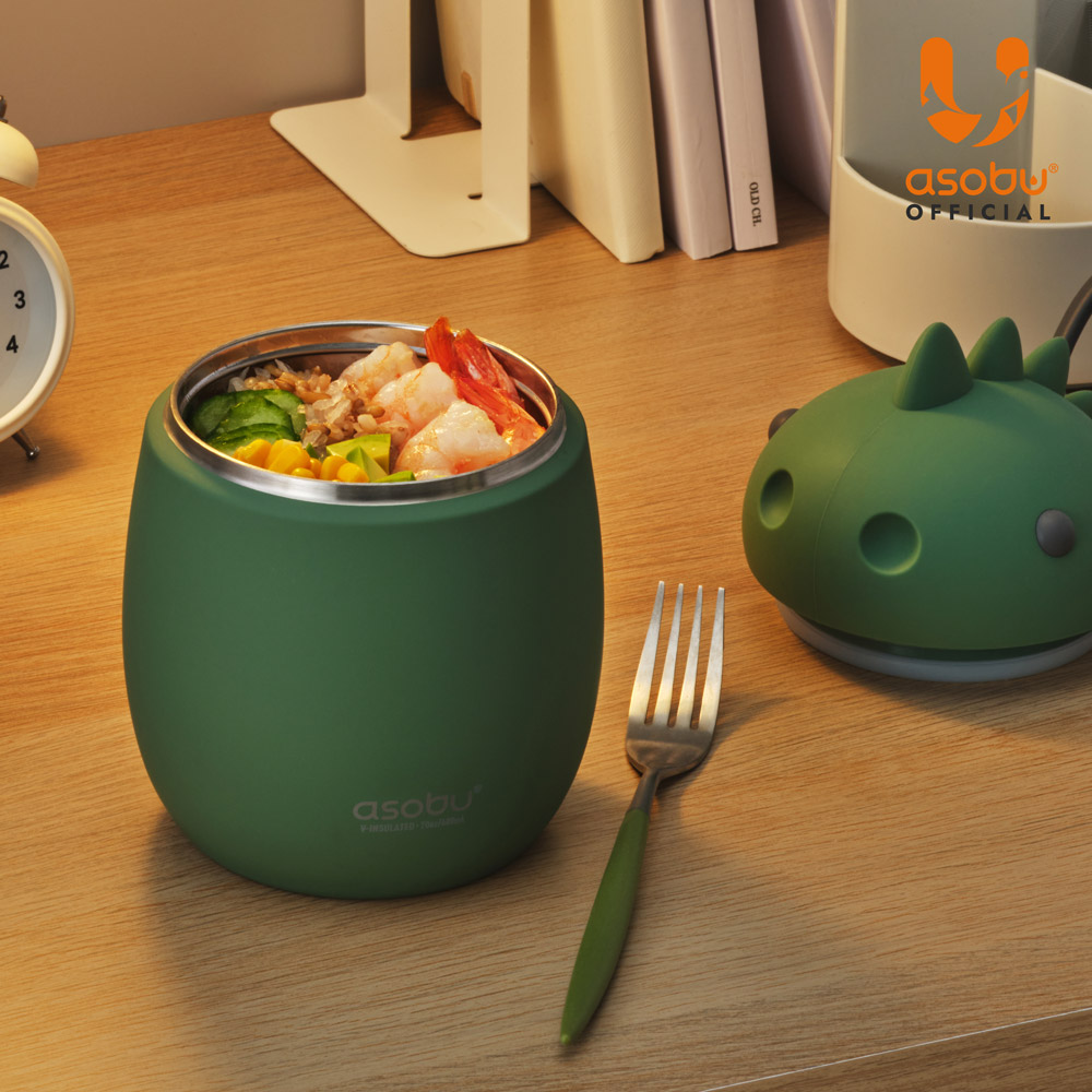 아소부 스테인레스 보온 보냉 푸드 자 베스티 푸드 컨테이너 600ml, 디노사우르