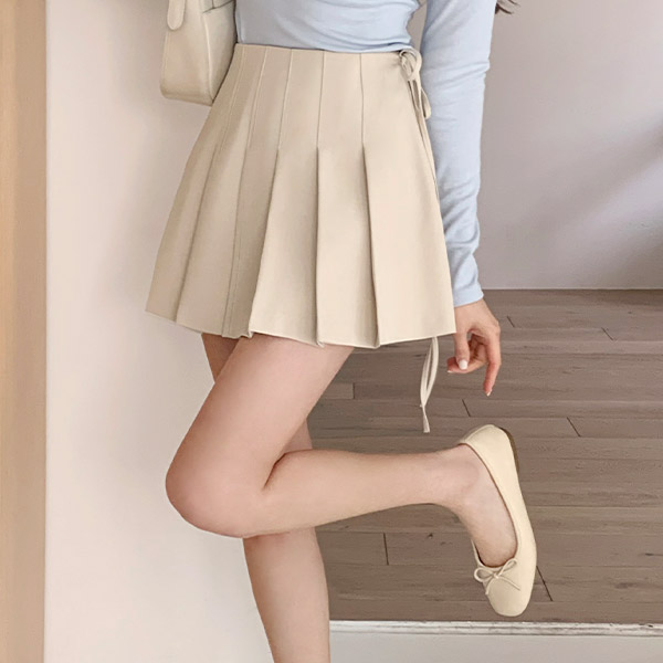 비엔노 리본 스트랩 플리츠 미니 스커트 sk7207