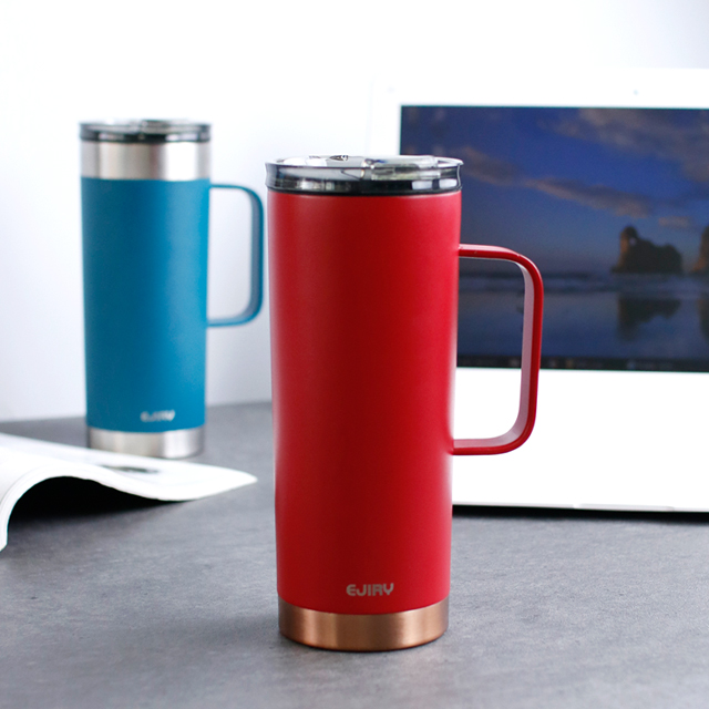 스텐머그컵 에지리 블랑 이중진공 뚜껑머그 600ml, 루비레드 - 상품 이미지