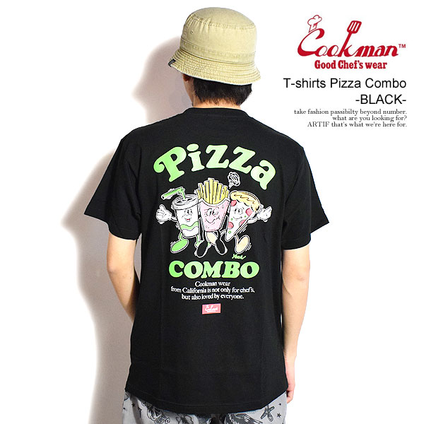 쿡맨 Cookman 피자 콤보 반팔 티셔츠 25SS 블랙 - 상품 이미지