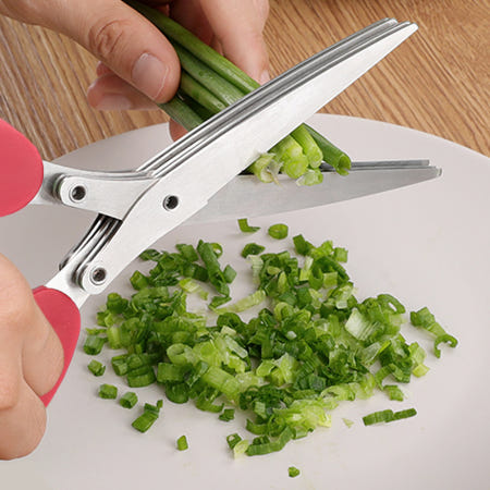 이지 스텐 채칼가위(레드) 양파 볶음밥 호박 호박전 가지