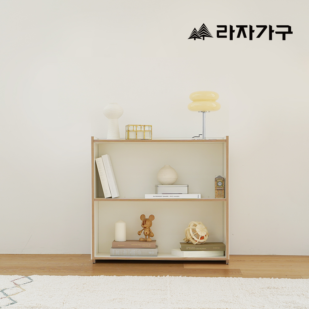 라자가구 시스 모듈 거실 낮은 책장 교구 수납장 800(확장형), 2단, 크림화이트 - 상품 이미지