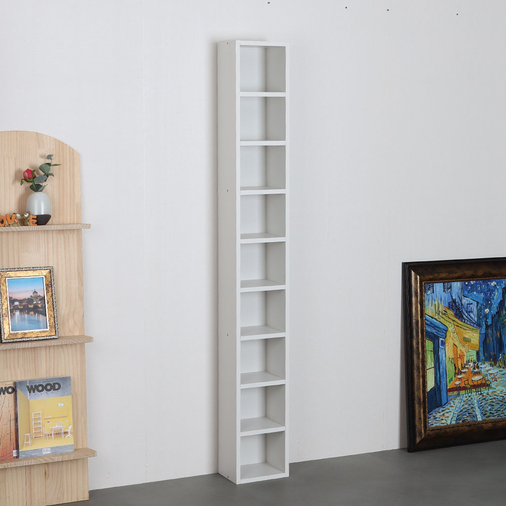 모던 틈새 CD장 200x150x1500mm, 9단, 크림화이트