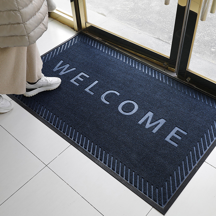 missmone 웰컴 어서오세요 업소용 출입문 사무실 현관 입구 도어 매트 발매트 발판 마린블루, 60x90cm