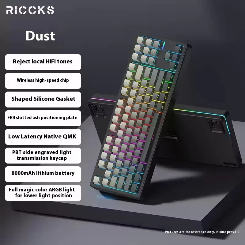 Riccks RS8 무선 기계식 게이밍 키보드 87키 GASKET 구조 RGB 램프 - 상세 이미지 3